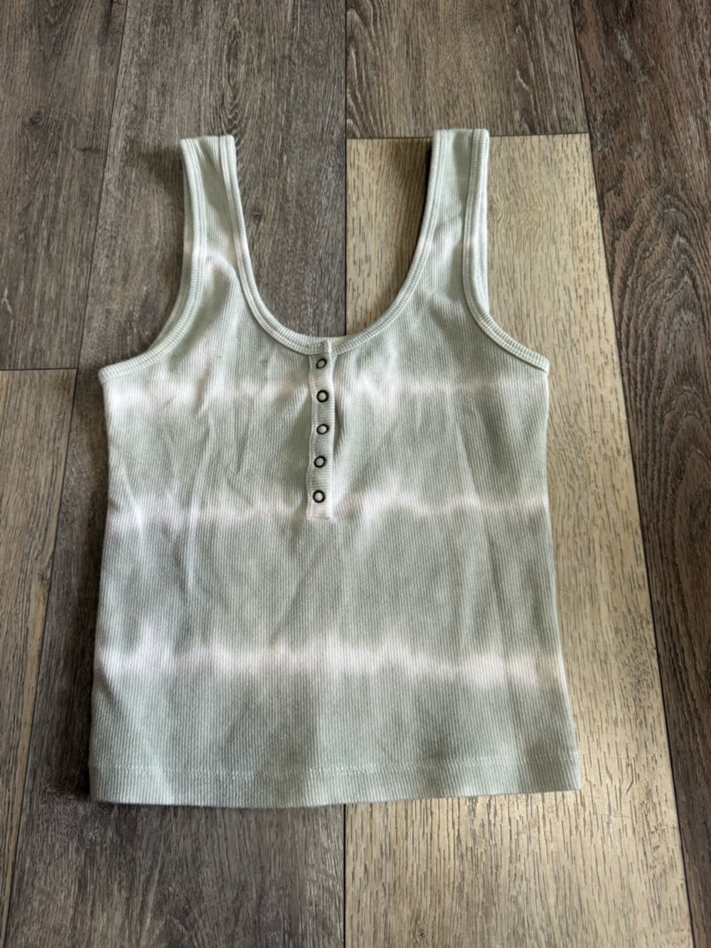 Abercrombie & Fitch Sage Green Tie-Dye Ribbed Tank with Button Front